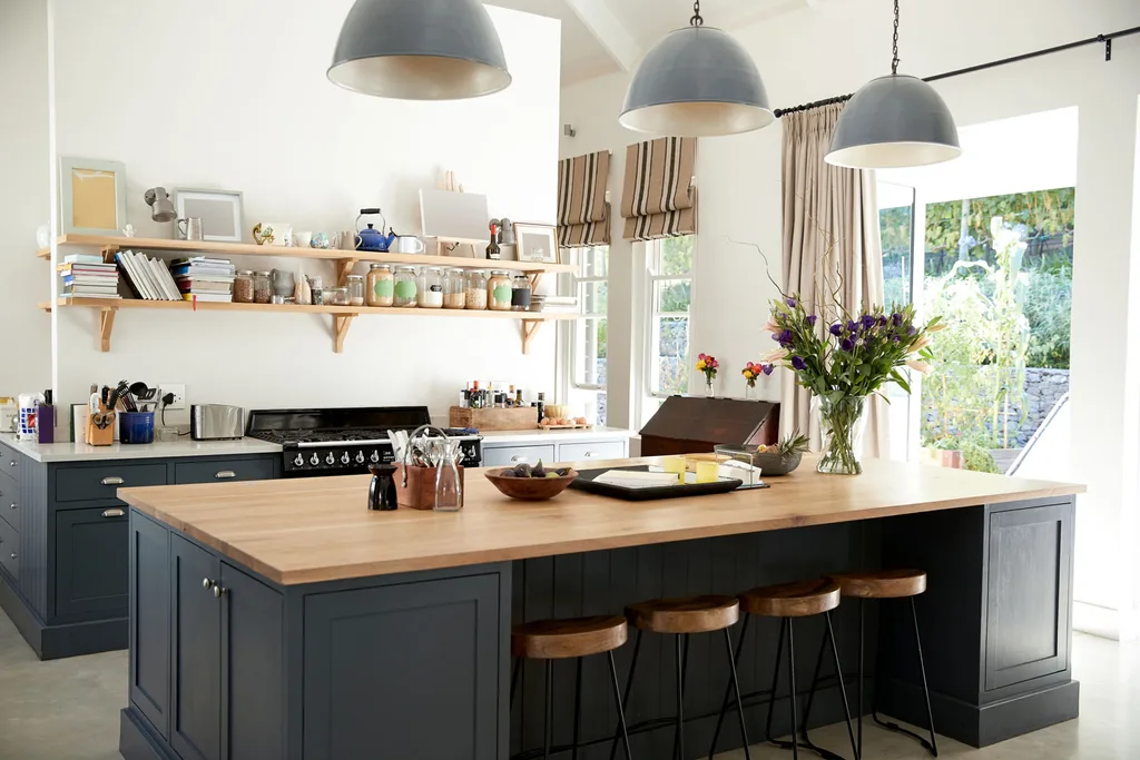 Blinds in homestyle kitchen