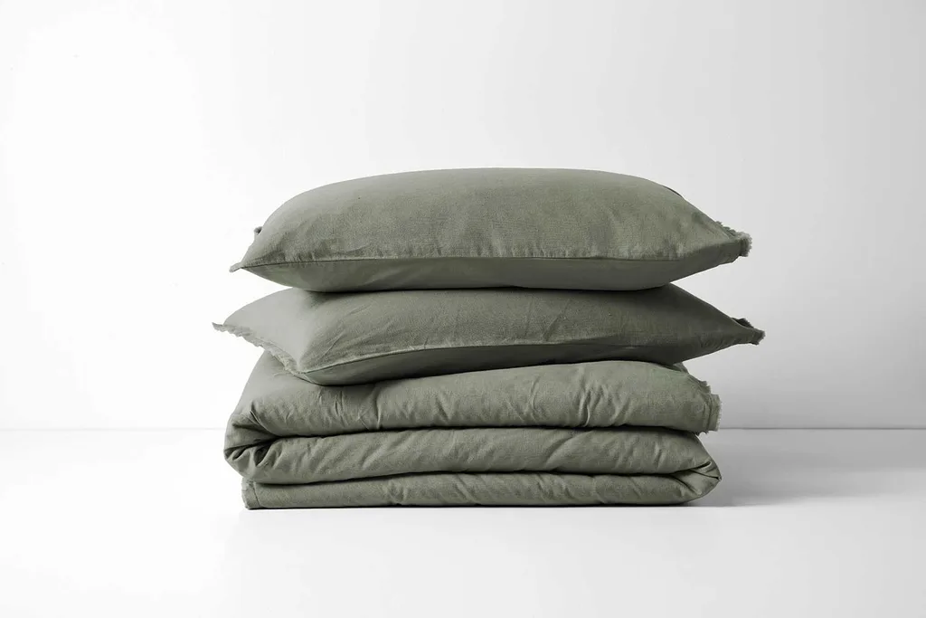 Aura Maison Fringe Quilt Cover - Khaki Euro pillowcase $49.95