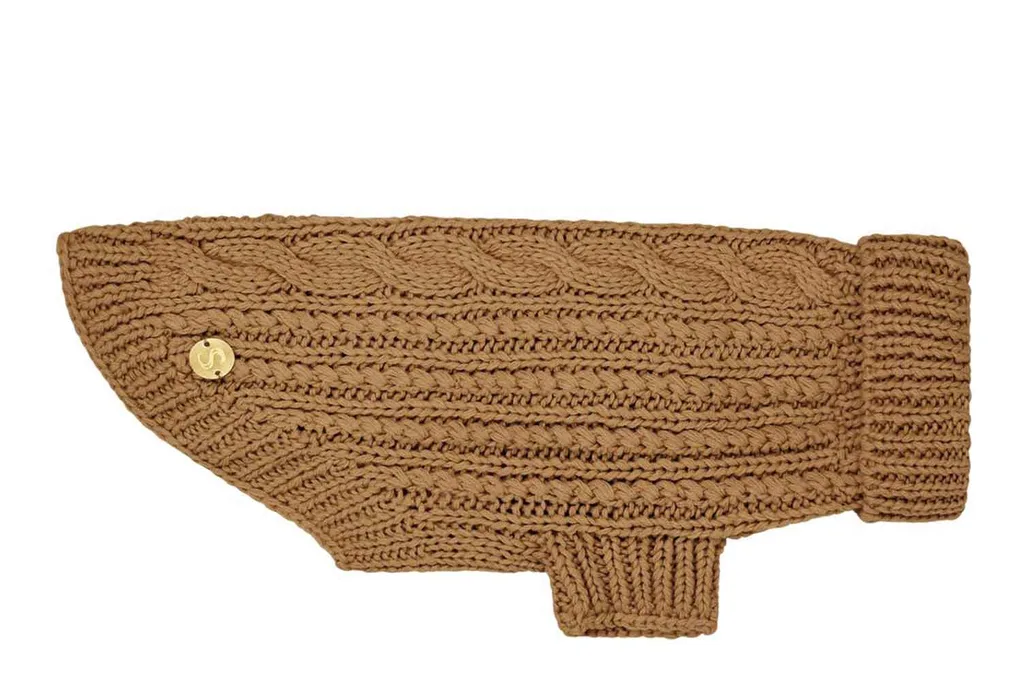 Merino Wool Weave Knit Dog Sweater - Toffee $79.95