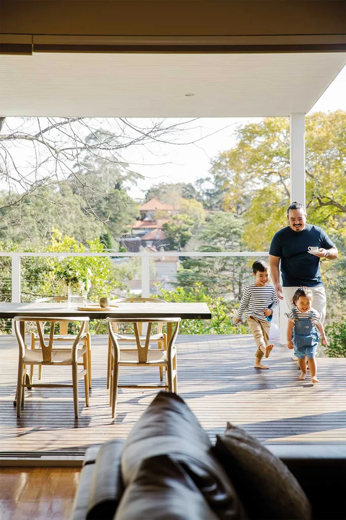 Celebrity chef Adam Liaw at home with daughter Anna