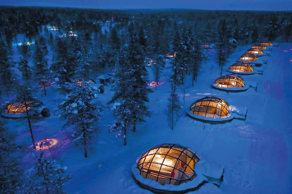 Watch the Northern Lights in bed from a glass igloo
