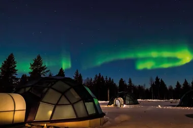 You can watch the Northern Lights in bed from a glass igloo