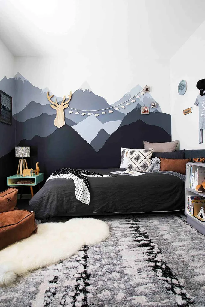 Monochrome boy's room with handmade decor