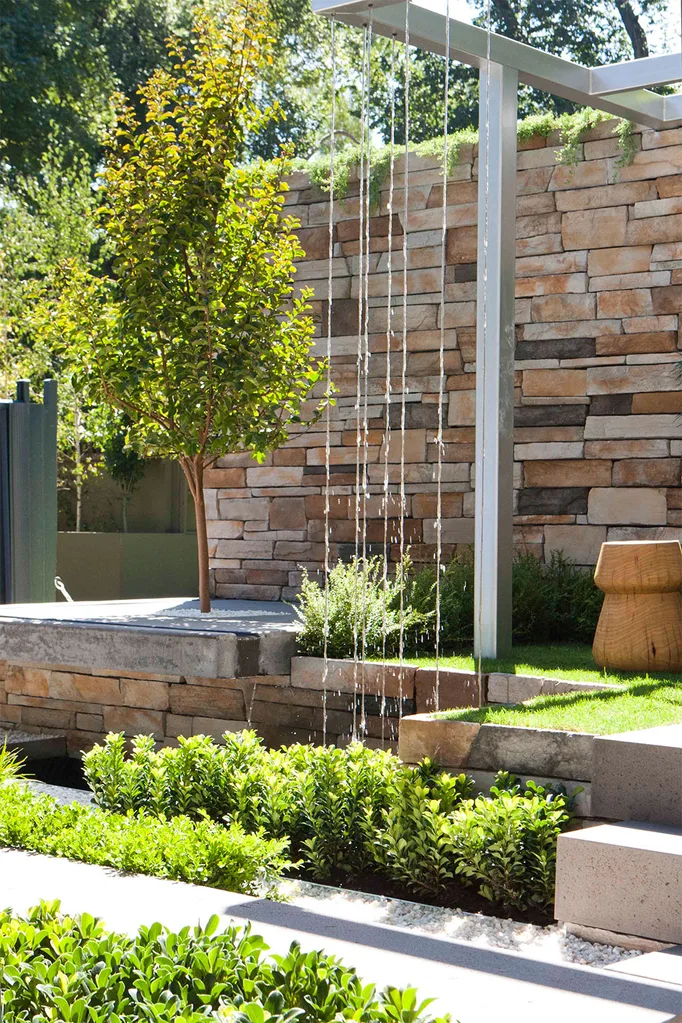 outdoor waterfall water feature