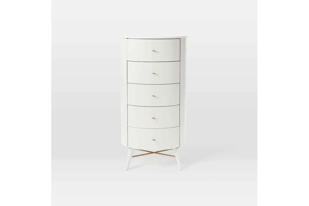 Freshen up your workspace | Penelope 5 drawer dresser in white and oyster, west elm