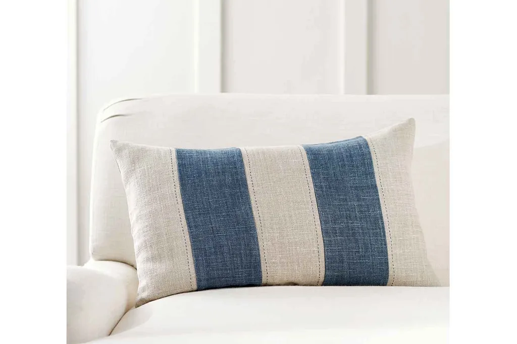 Pottery Barn x Sibella Court | Pieced Libeco linen lumbar cushion cover, $104.00