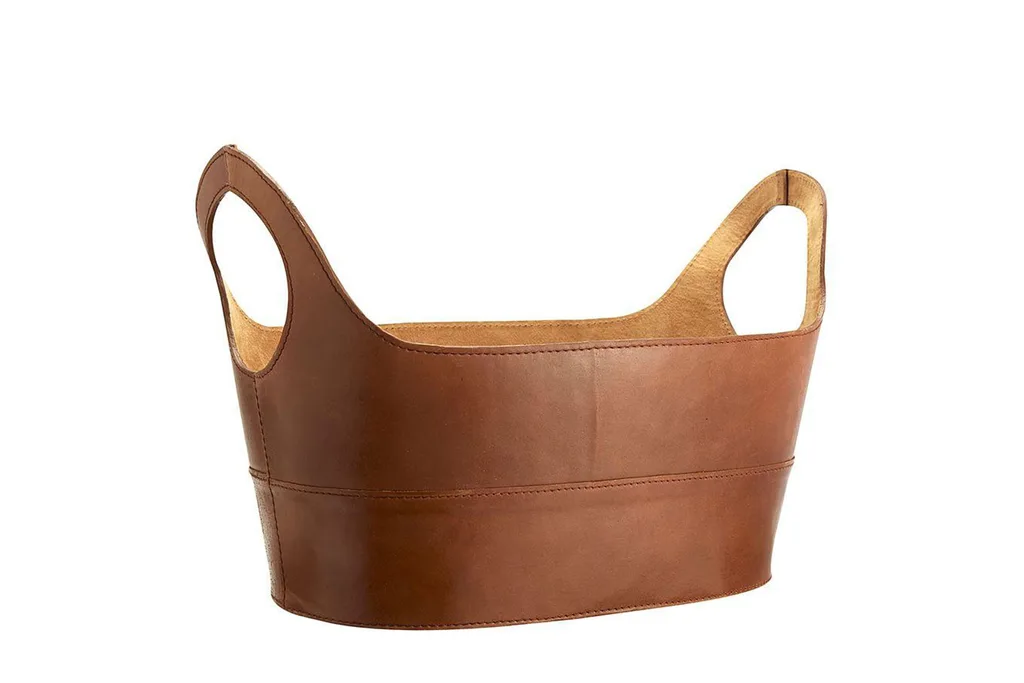 Hayes leather storage basket