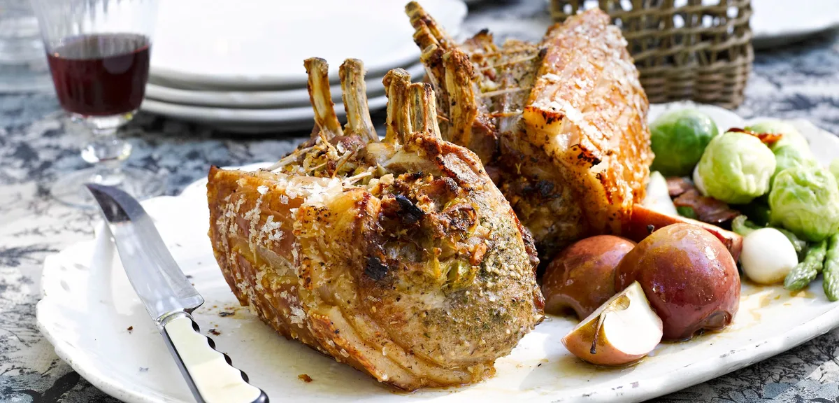 Roast pork with leek & walnut seasoned stuffing Recipe | Home Beautiful