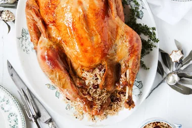 Roast turkey with lemon, cranberry and thyme stuffing