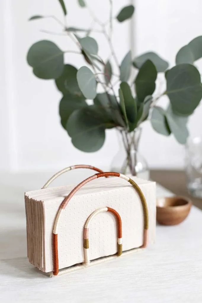 DIY modern rainbow napkin holder