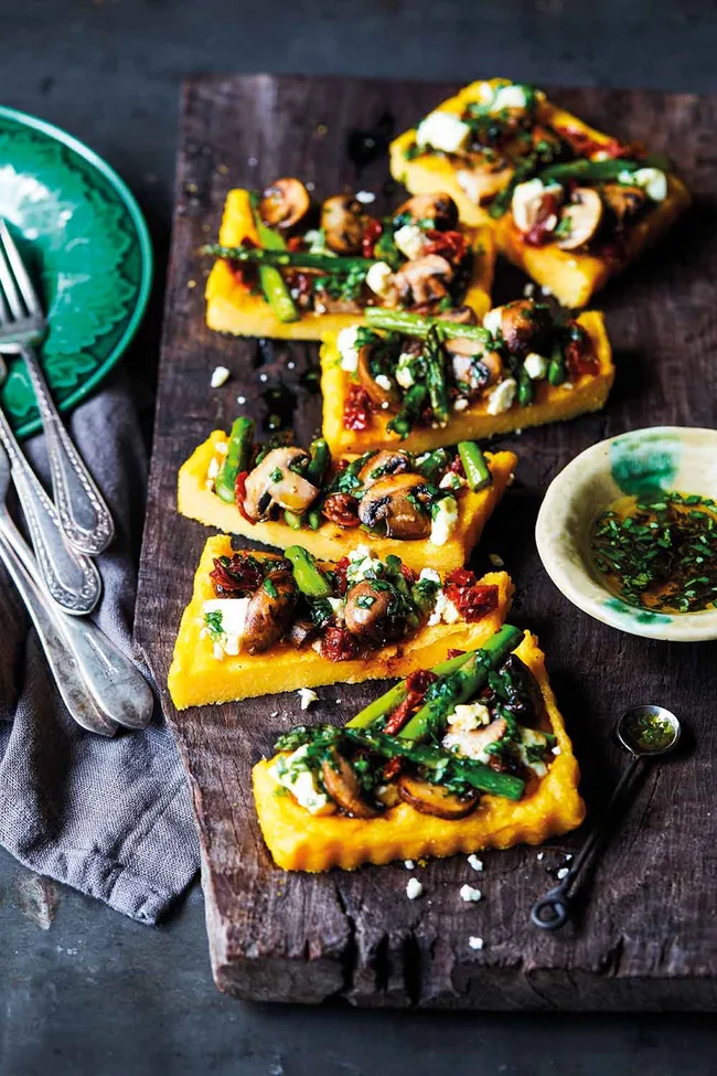 Baked polenta tart