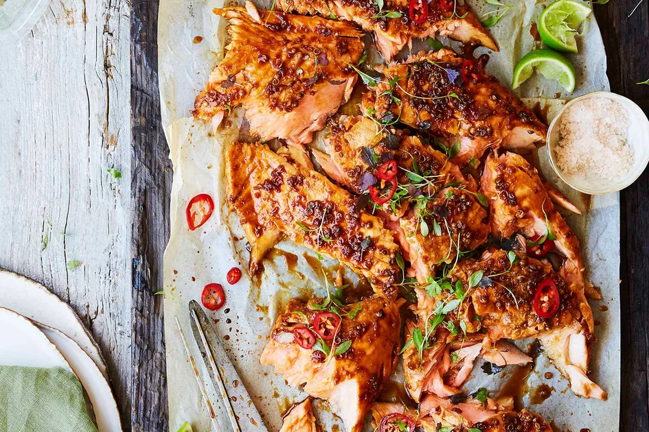 Coriander-seed, honey and lime roasted salmon Recipe | Home Beautiful