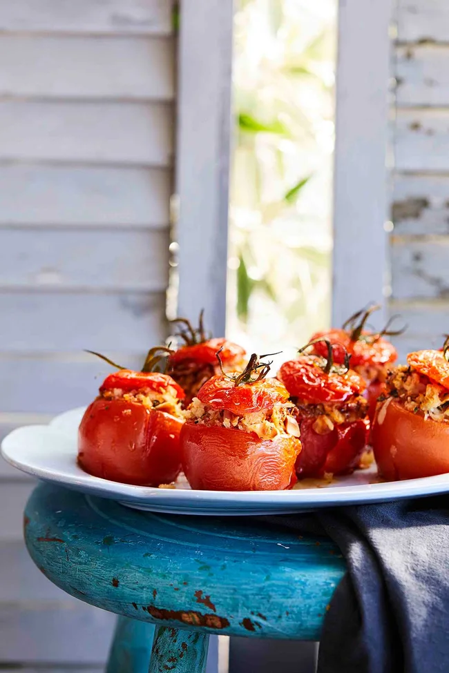 Haloumi stuffed tomatoes