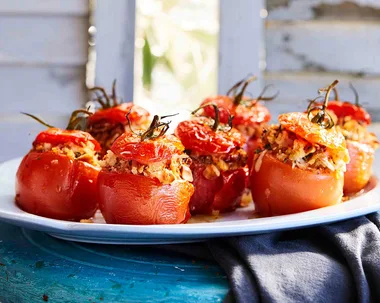 Haloumi-stuffed tomatoes