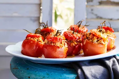 Haloumi-stuffed tomatoes