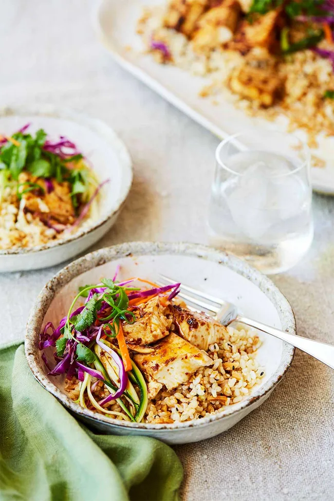 Baked chilli jam tofu