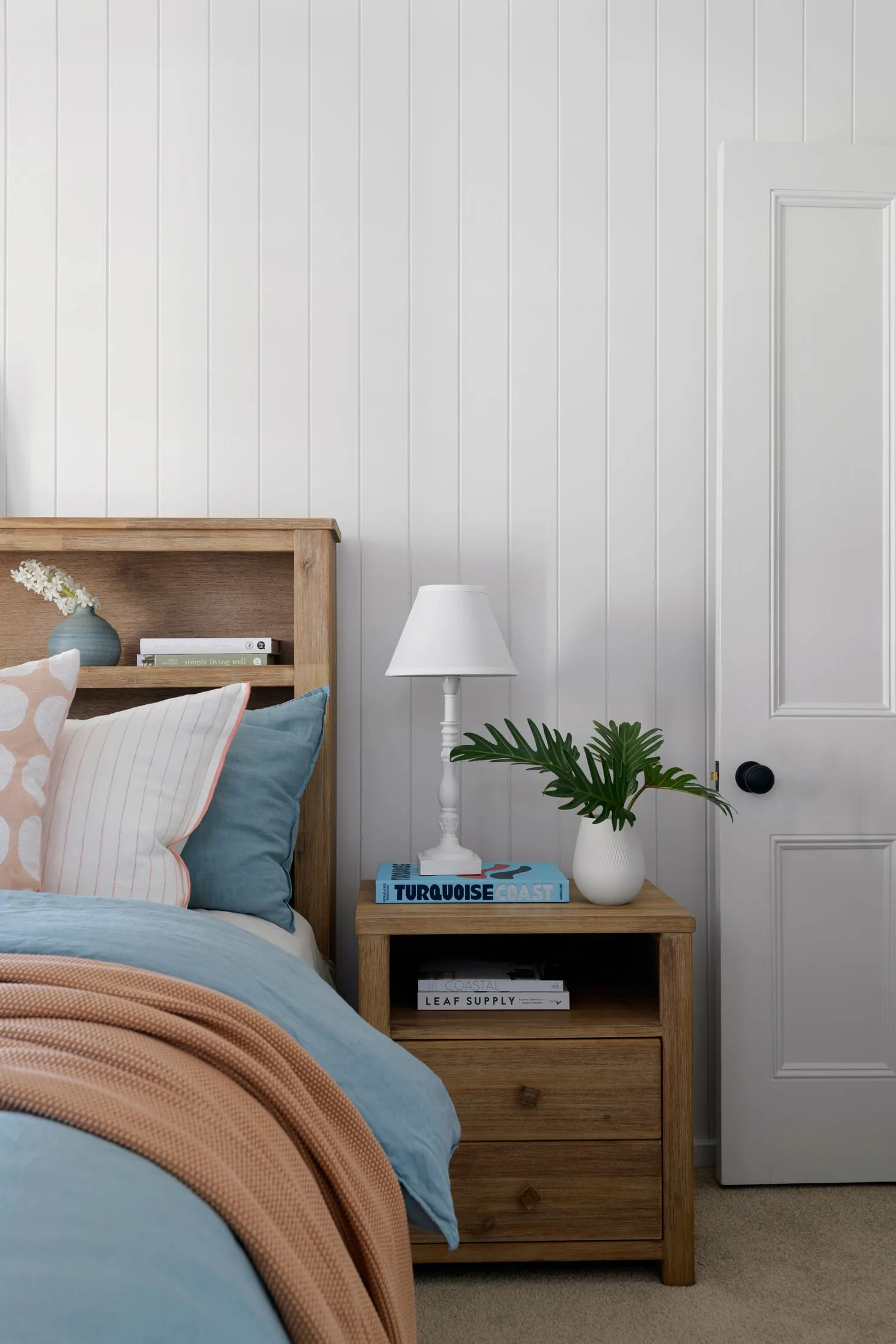 blue bedroom vj panelled walls
