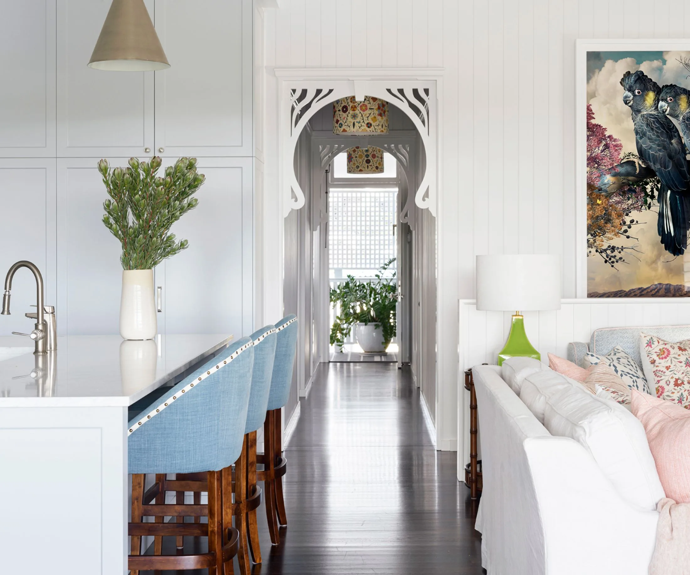 colourful brisbane workers cottage kitchen open plan living room