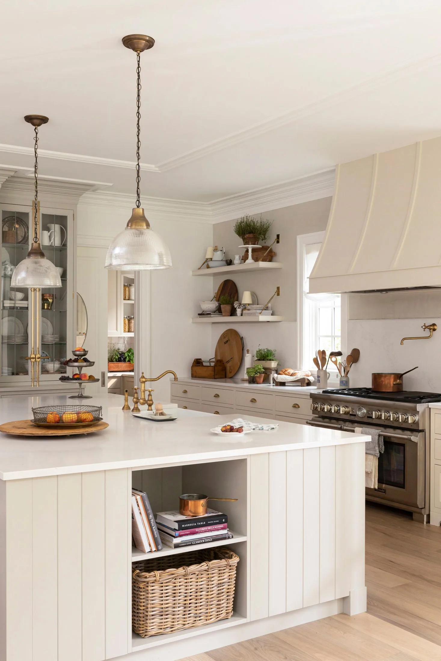 Shelving for kitchen island storage