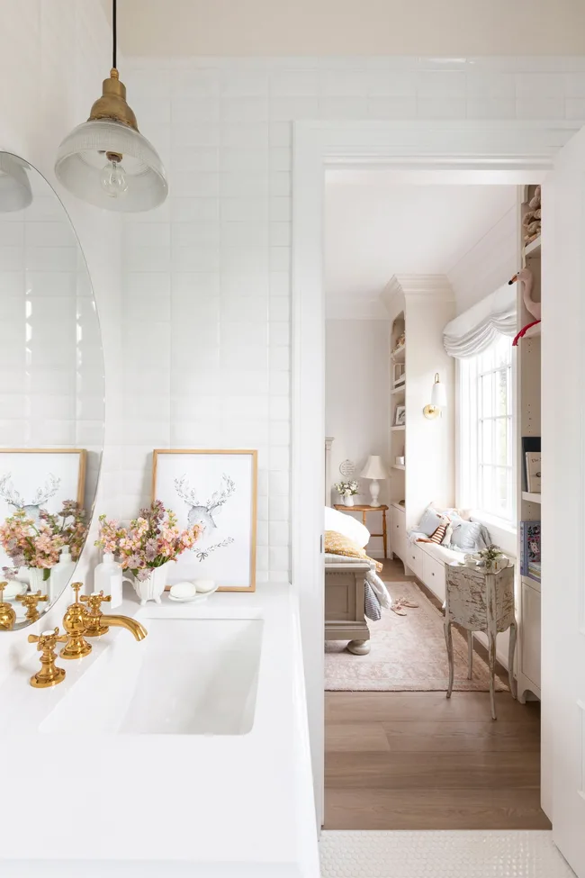 ensuite with small white subway tiles