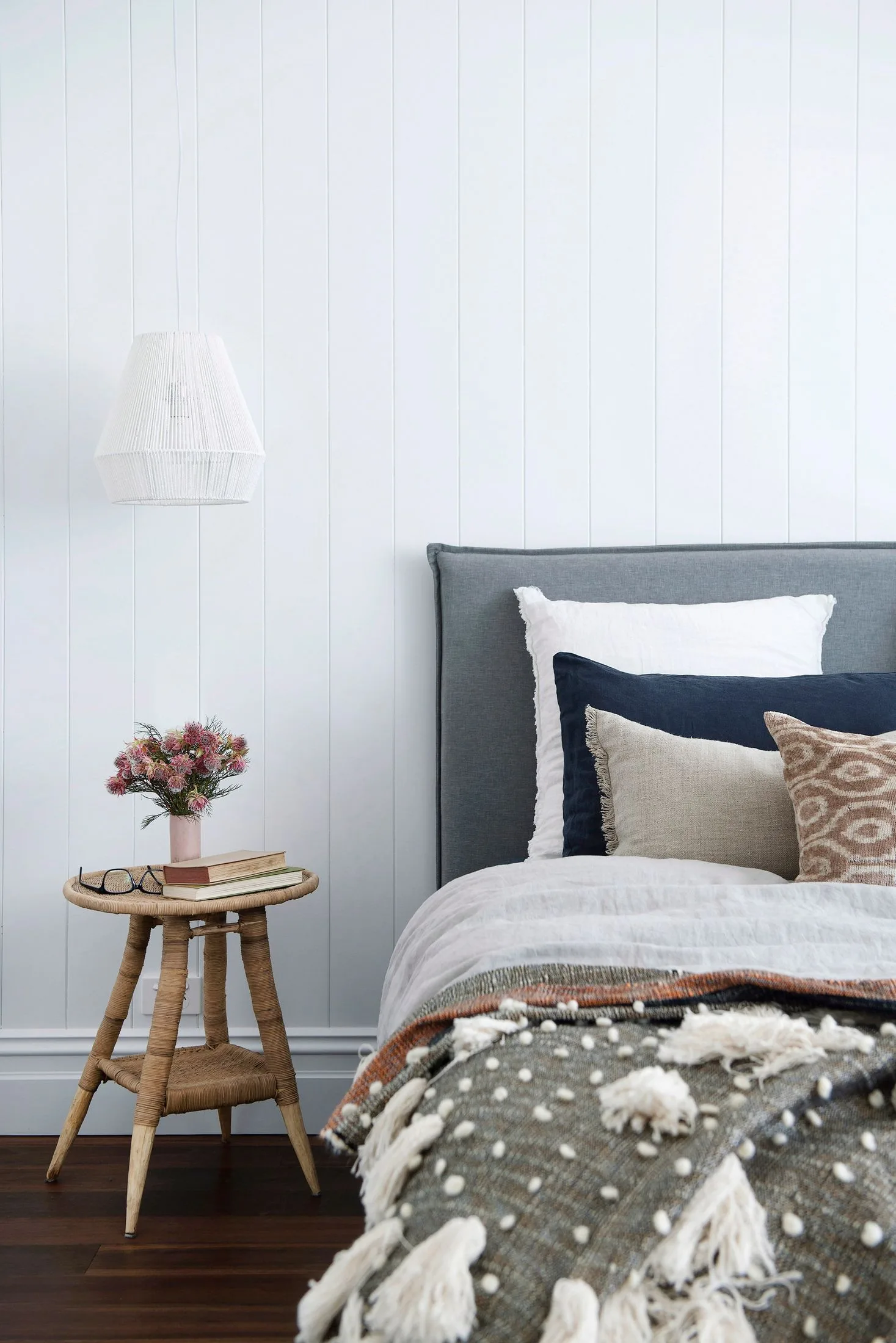 grey-upholstered-bedhead-vj-panelled-walls