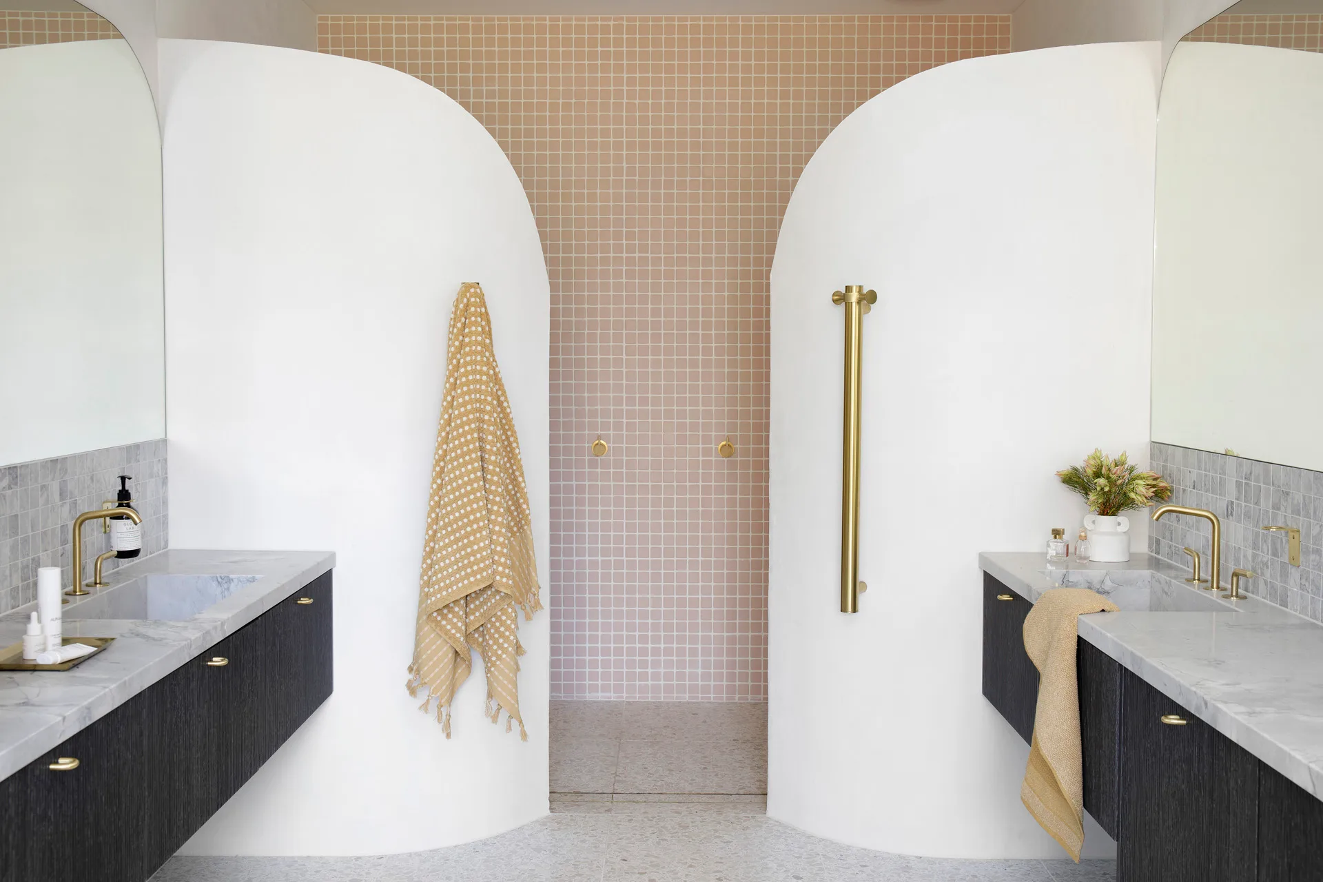 contemporary bathroom rendered double showers