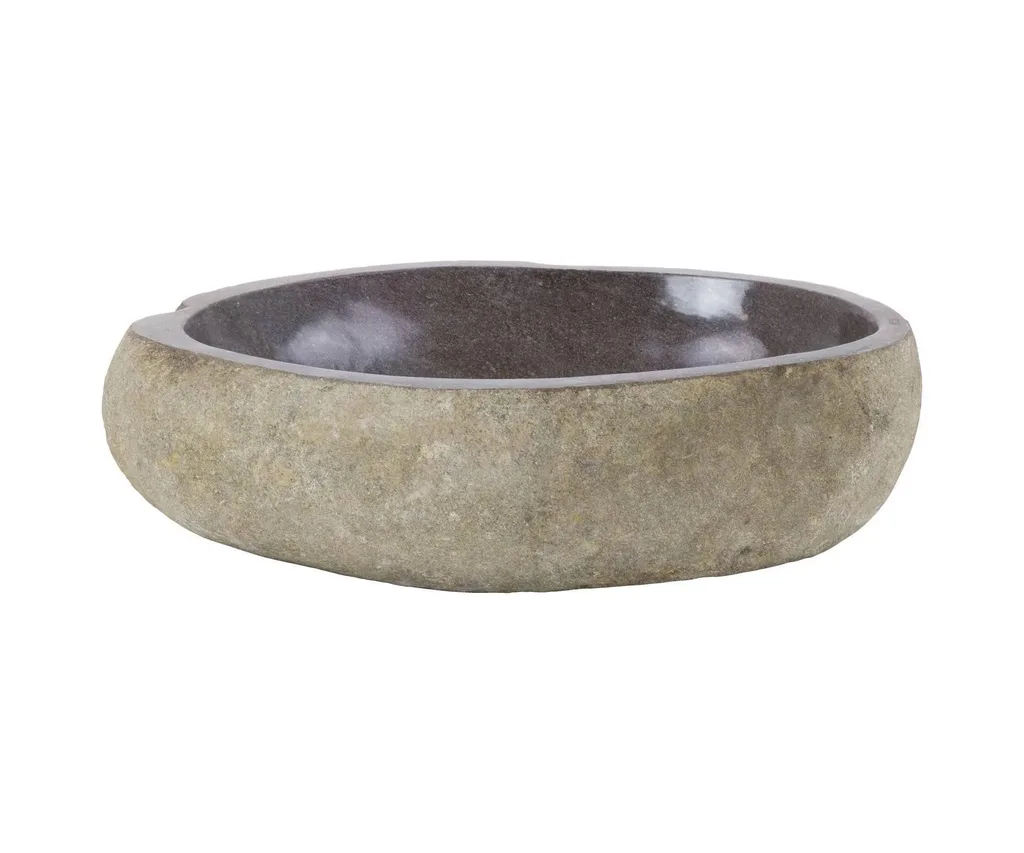 Maputo Medium Riverstone Wash Basin, Natural