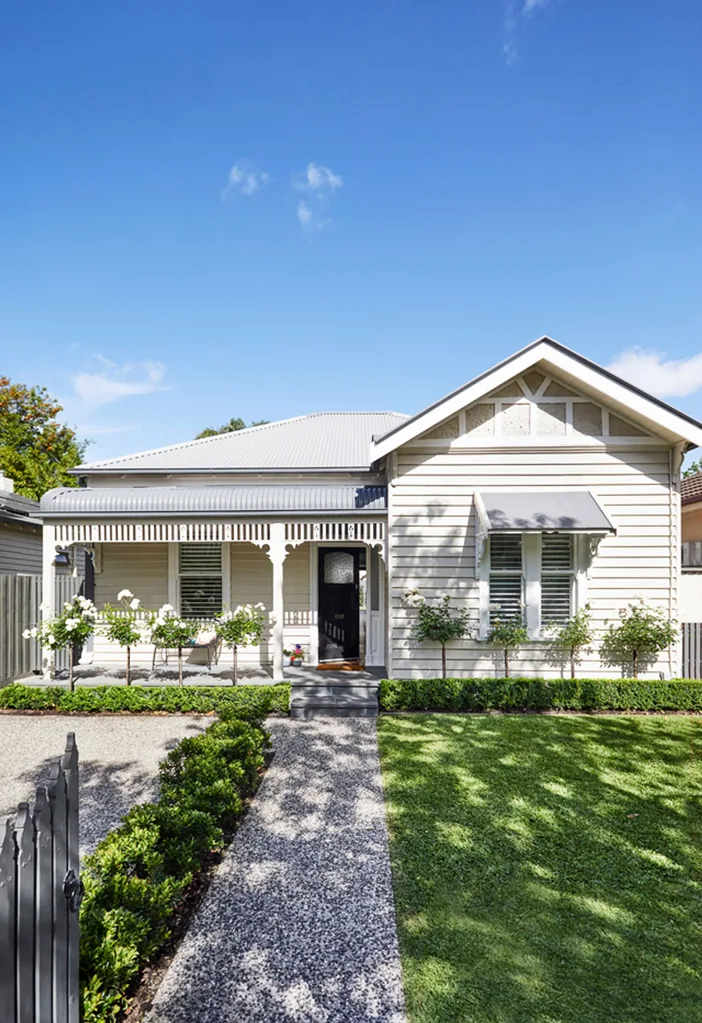 white cottage exterior