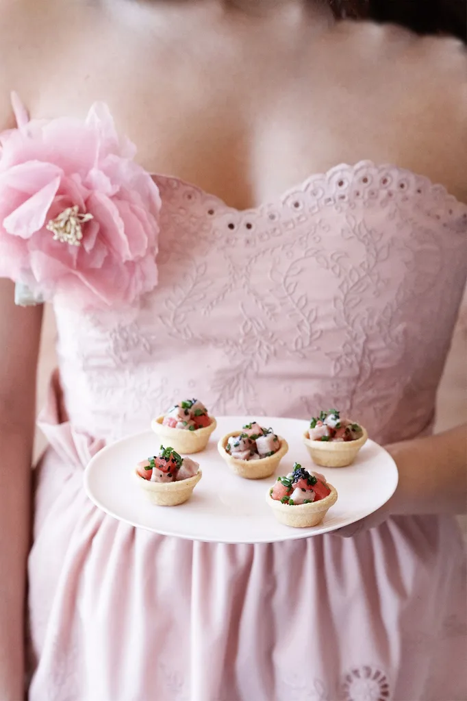 tuna and watermelon ceviche tartlets