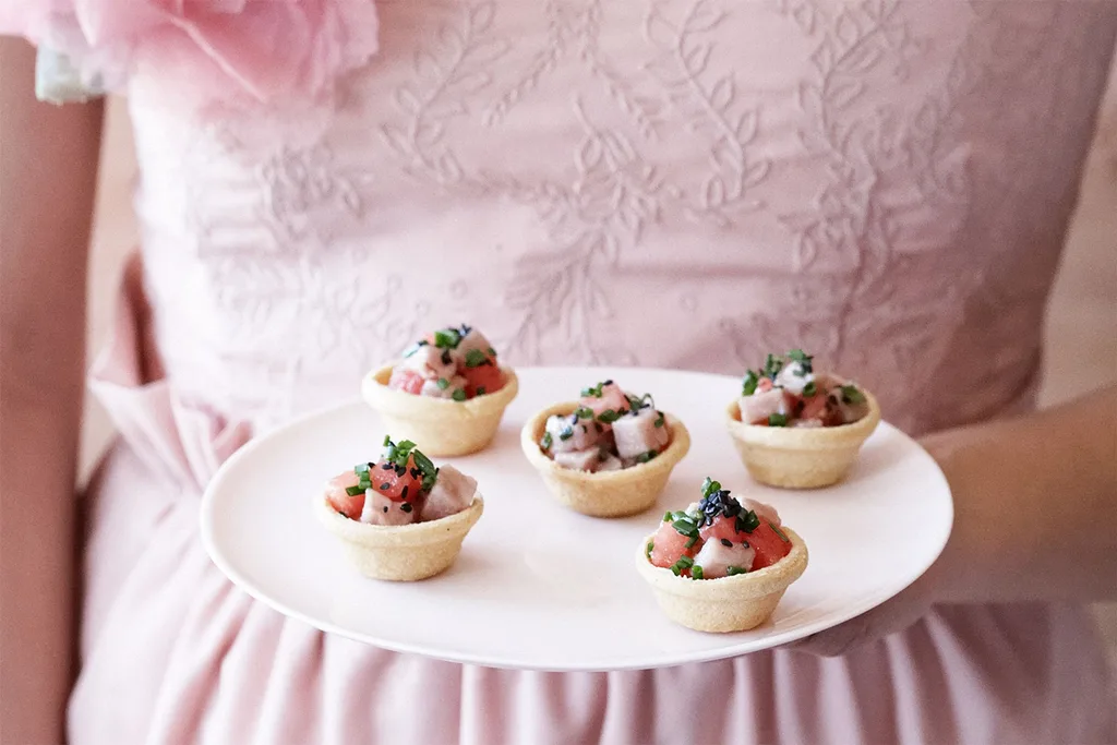 Tuna and watermelon ceviche tartlets