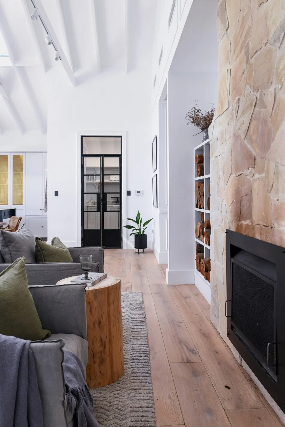 Peace lily in modern farmhouse living room