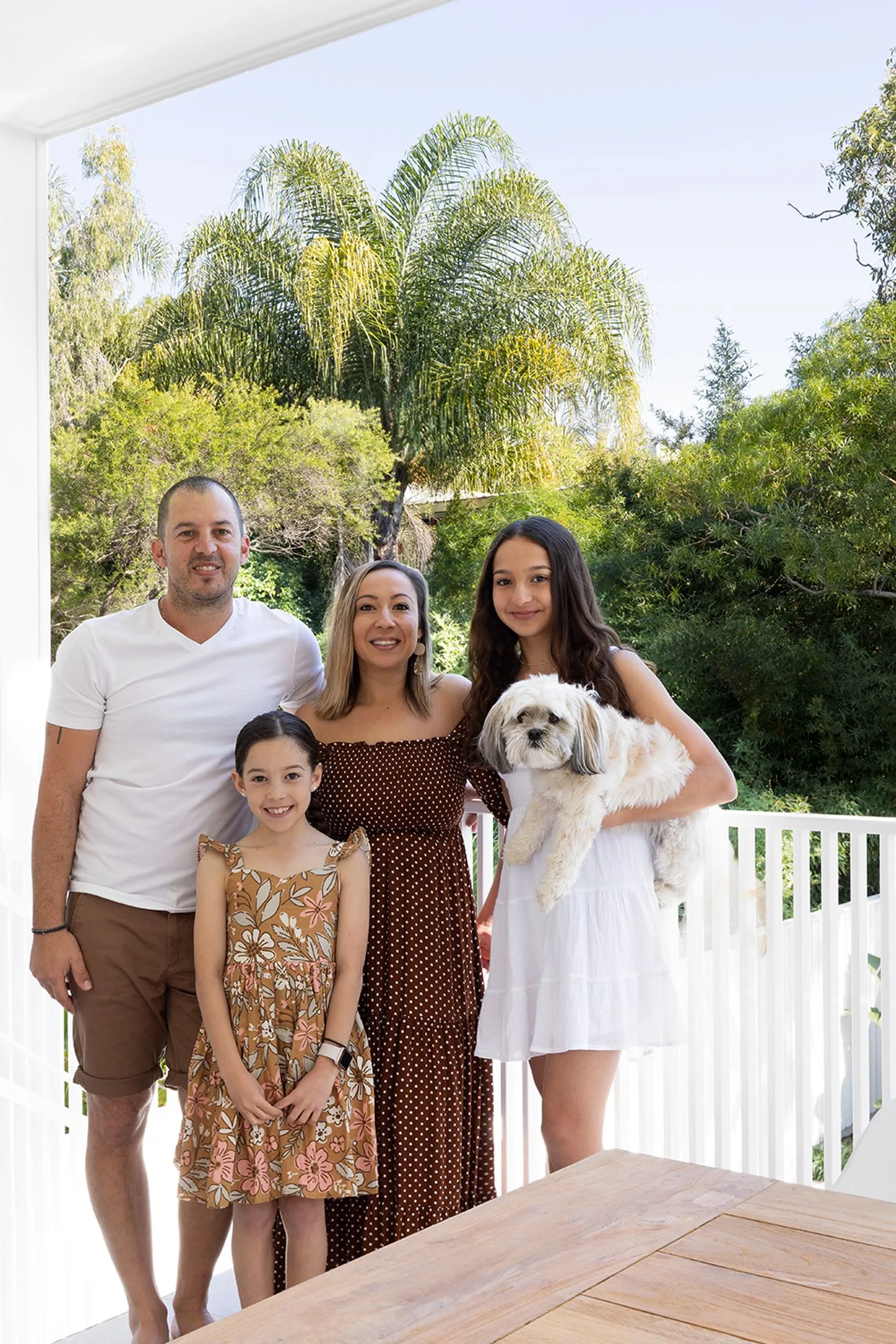 Family portrait of contemporary Brisbane coastal style home