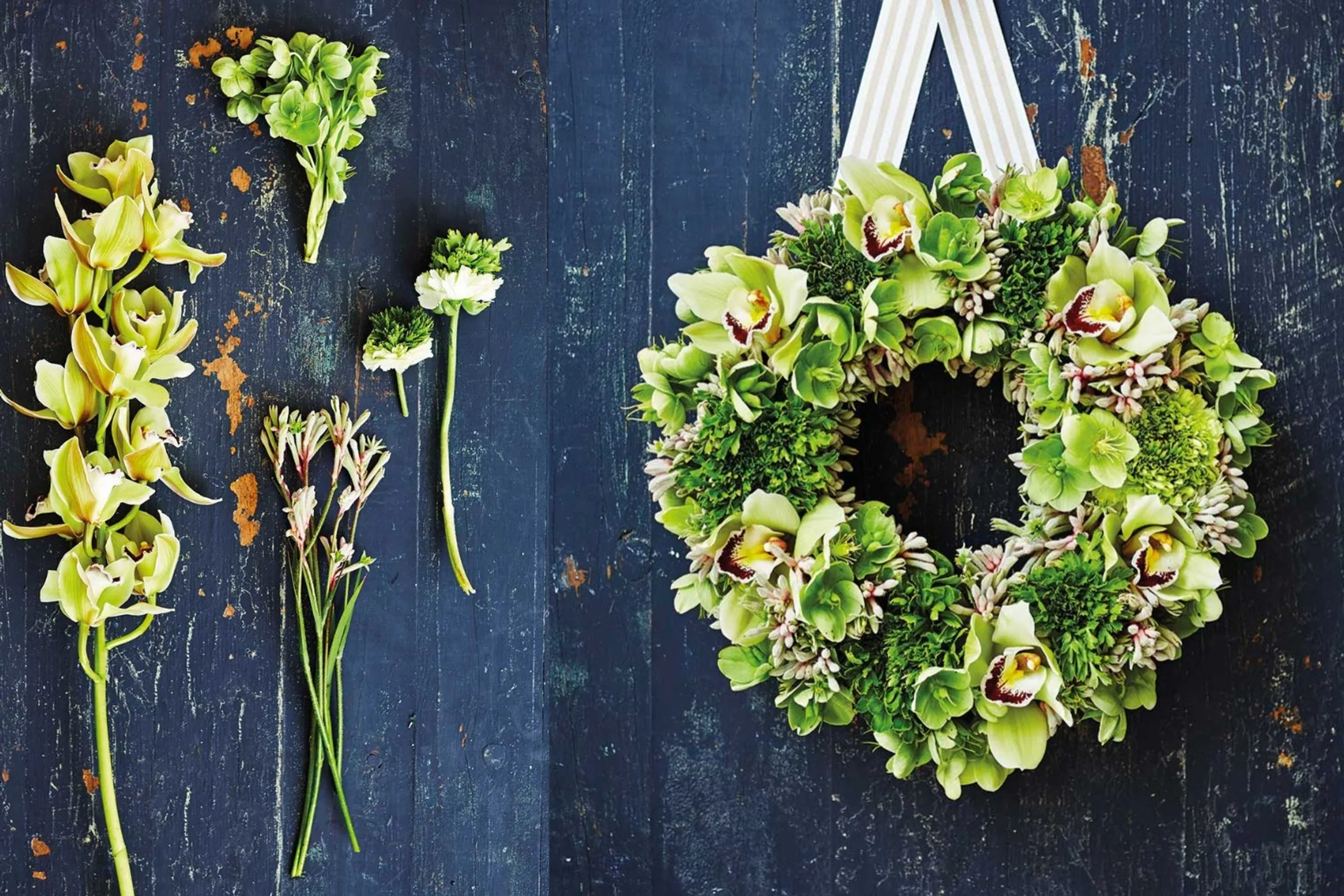 How to make a Christmas wreath using fresh flowers