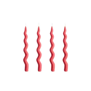 Wavy taper candle set by Twinkling Tabletops in coral