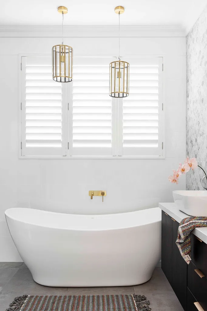 Classic bathroom with orchid on vanity