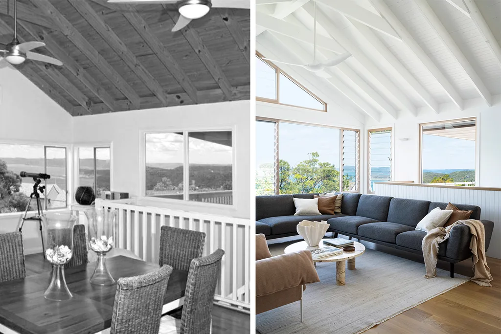 Coastal living room renovation before and after