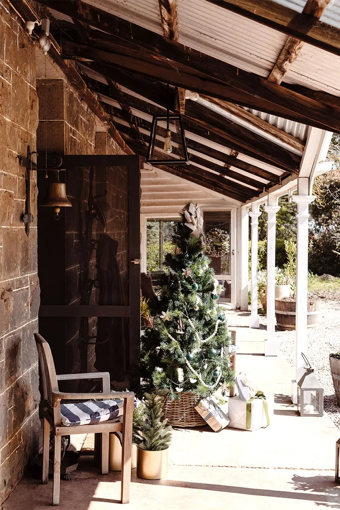 Country homestead Christams front verandah