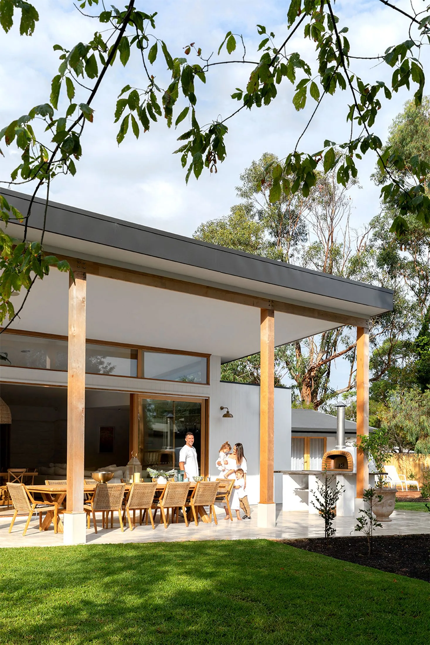 alfresco dining area with outdoor furniture