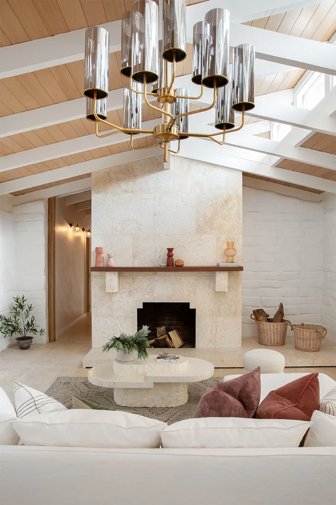 Mornington Peninsula farmhouse stone fireplace