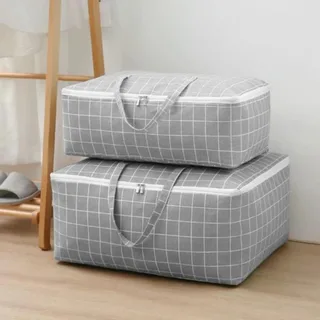 Grey plaid storage bag, Hardtofind