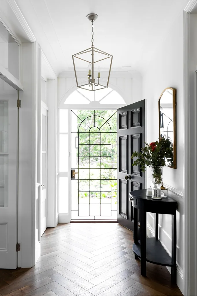 Hallway with herringbone timber floors