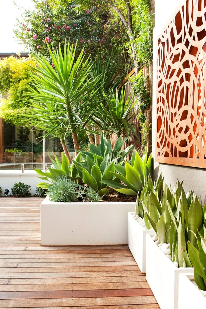 Tropical garden raised garden planters