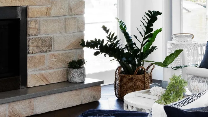 Hamptons style living room with Zanzibar gem in corner