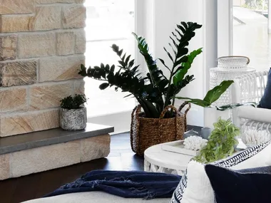Hamptons style living room with Zanzibar gem in corner