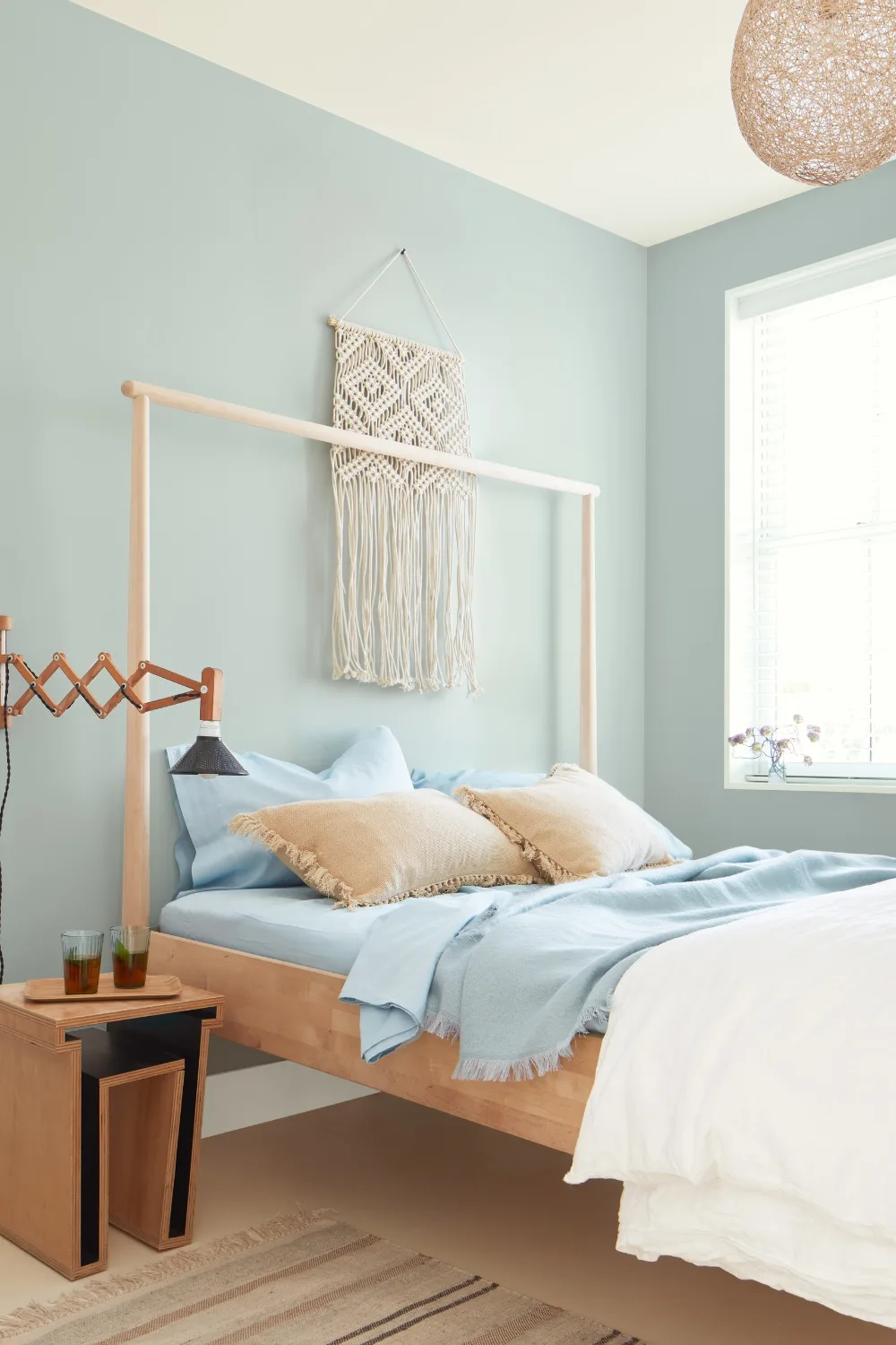 Bedroom painted in Quiet Moments by Benjamin Moore