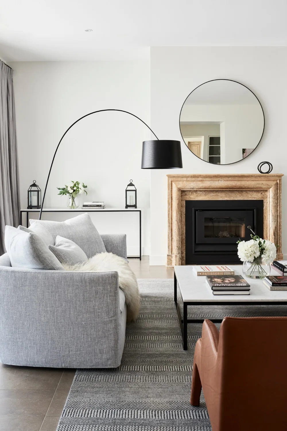 Living room with warm white walls