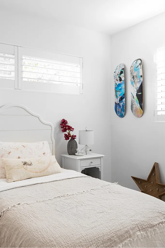 beach house white and pink kids bedroom