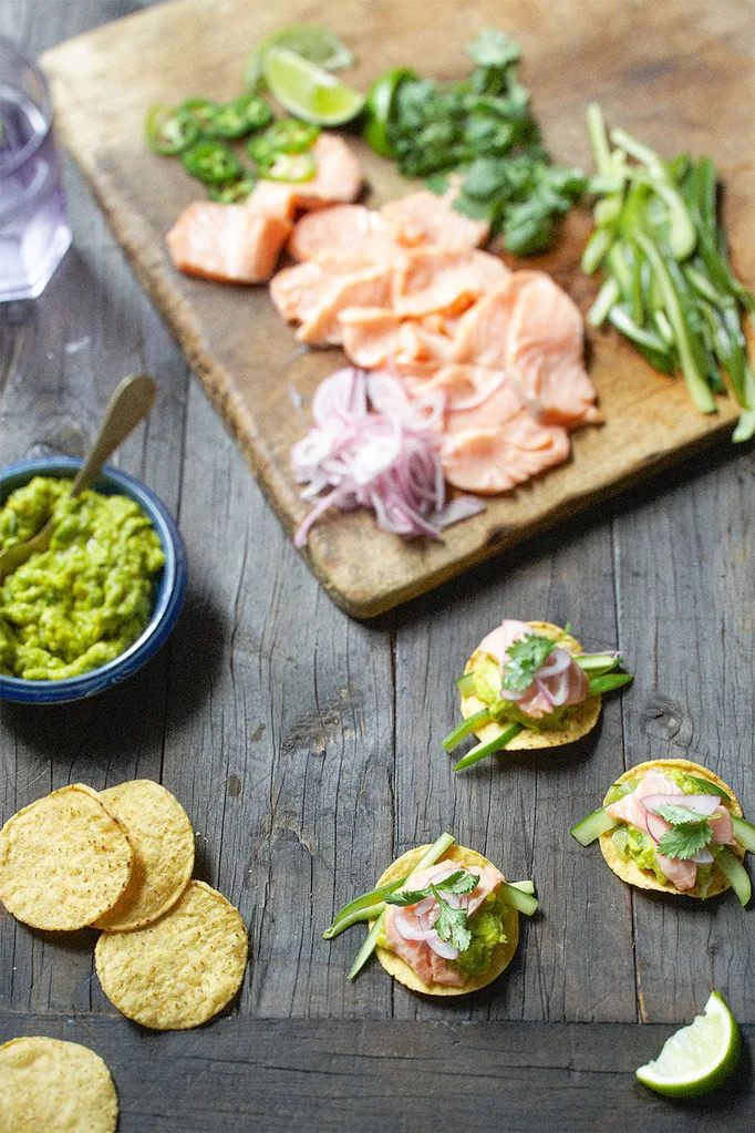 salmon ceviche with guacomole