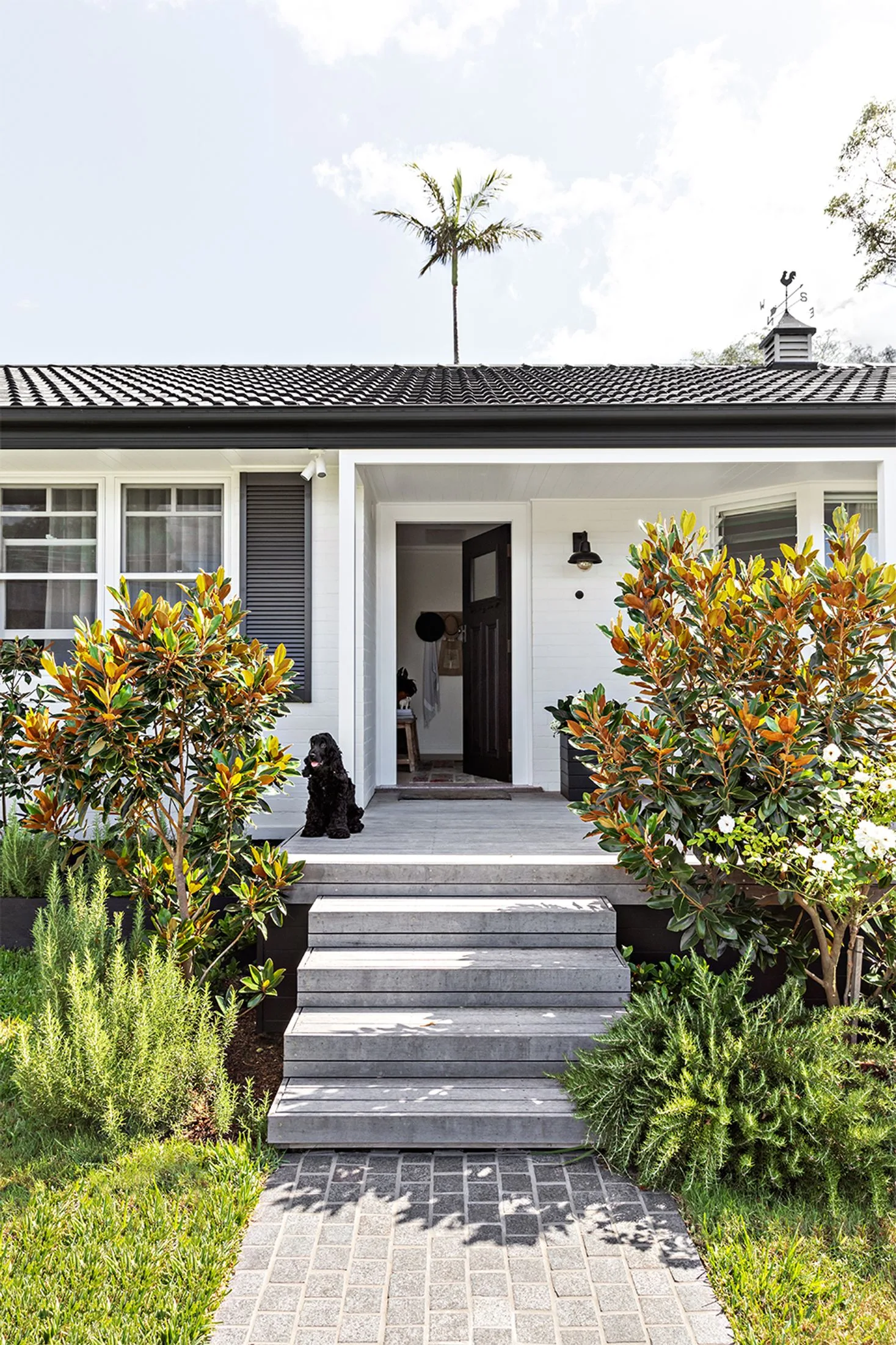 white-front-of-house-greenery