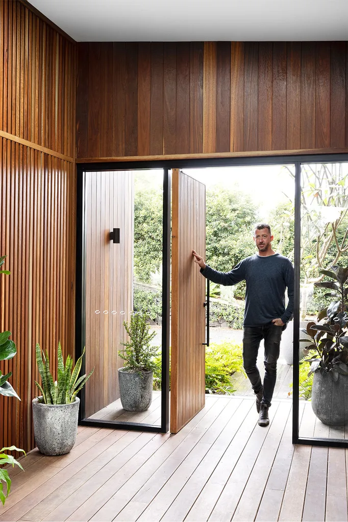 timber-home-entrance-homeowner-plants